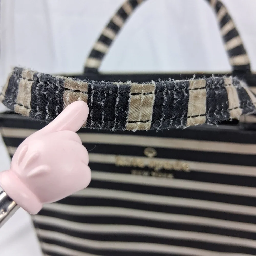 Kate Spade New York Black Cream Striped Satchel Crossbody Bag R00675